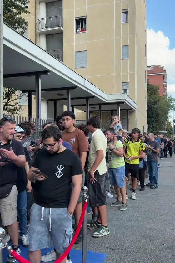 The queue outside the Piazza Respighi restaurant on opening day